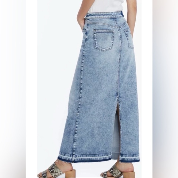 New Wash Lab Selma Pieced Denim Maxi Skirt In Azure Wash Size 31 - Picture 3 of 11